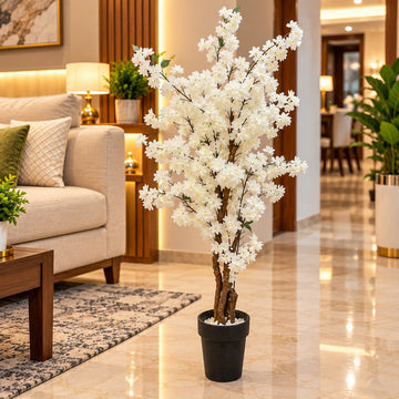 White Cherry Blossom Artificial Plant