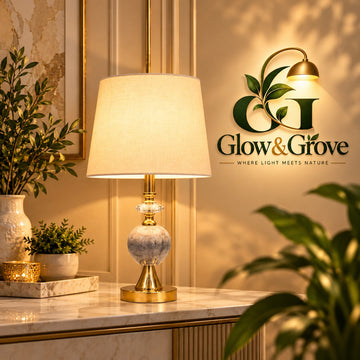 Marble Ball Crystal Table Lamp with Gold Finish