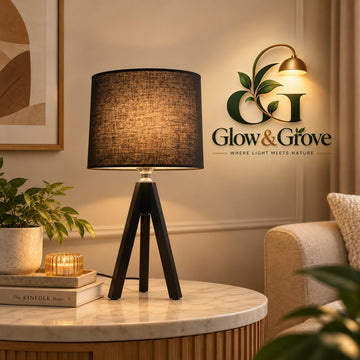 Modern Black Tripod Table Lamp with Charcoal Shade